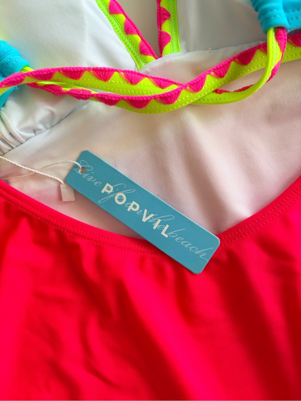NWT Vibrant Colorblock One-Piece Swimsuit - Pink/Blue/Yellow - Picture 2 of 6